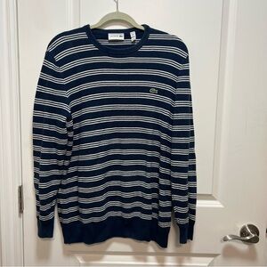 Lacoste Men's Stripes Crew Neck Long Sleeve  Blue/white size XL
